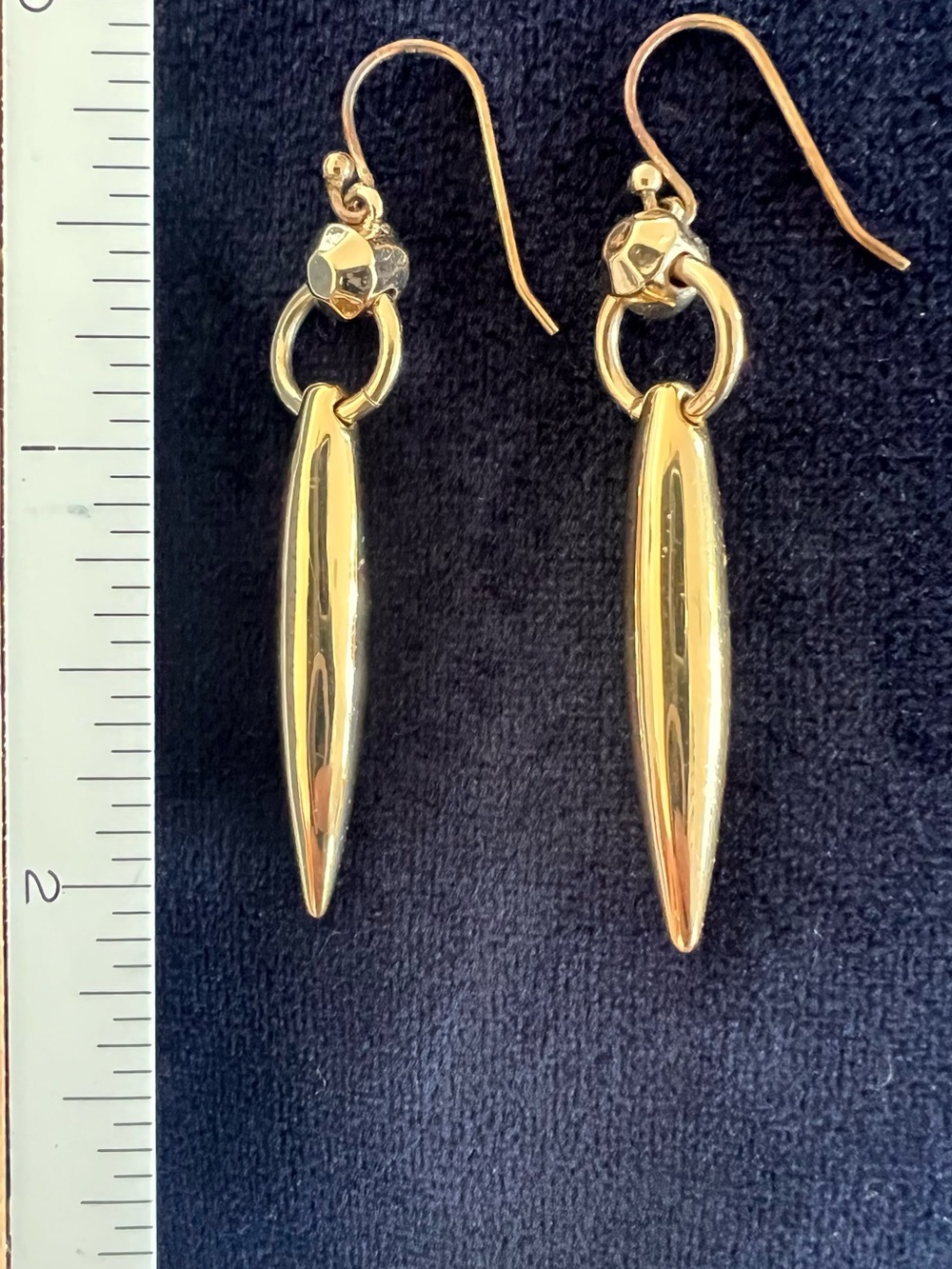 Polished Gold Spike Dangle Earrings
